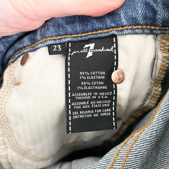 7 For All Mankind Jeans Women 23 Blue Denim Crossover Skinny Retro Mid Rise NWT - Picture 9 of 10